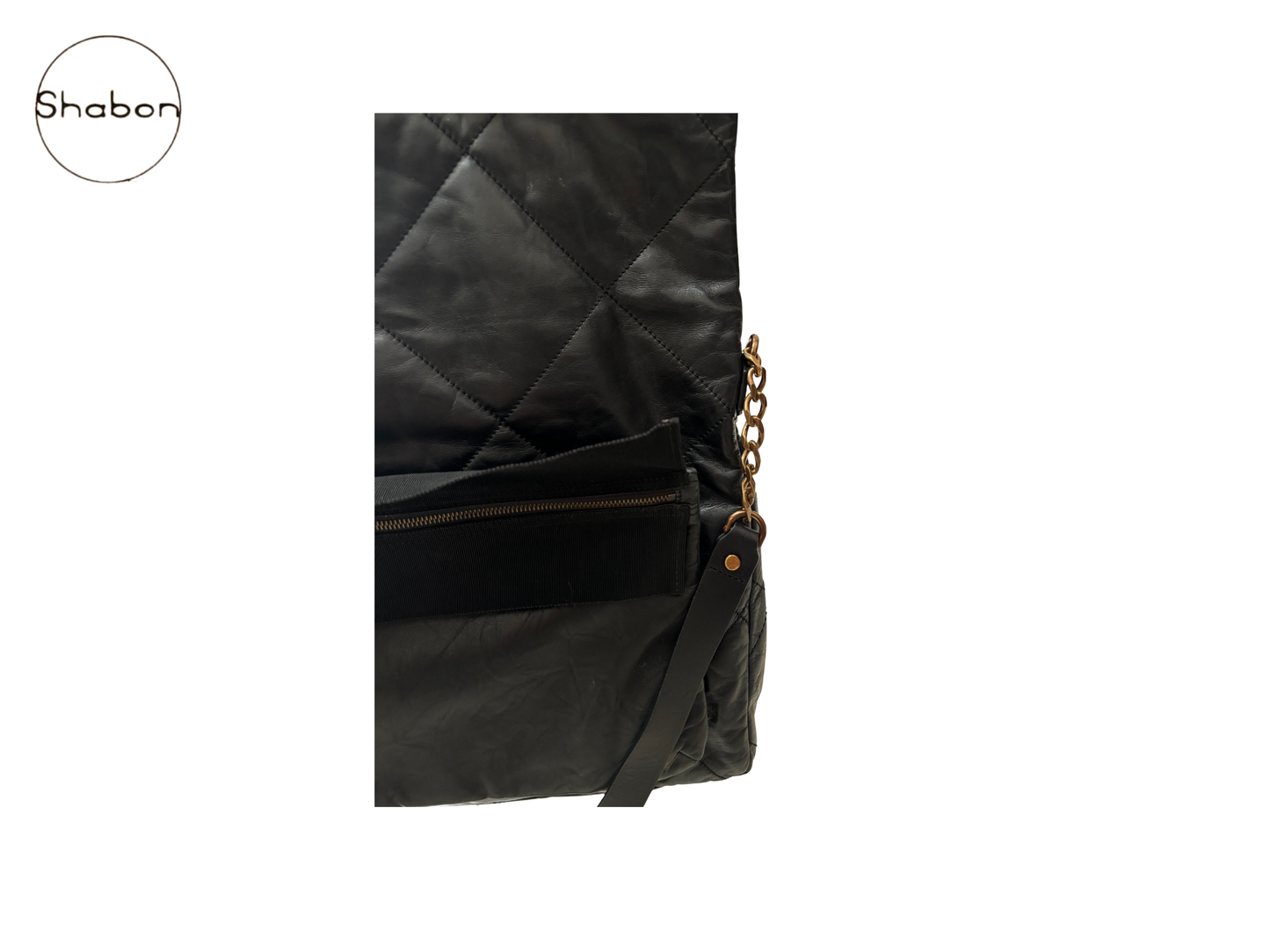 Lanvin Black Quilted Leather Foldover Tote Bag