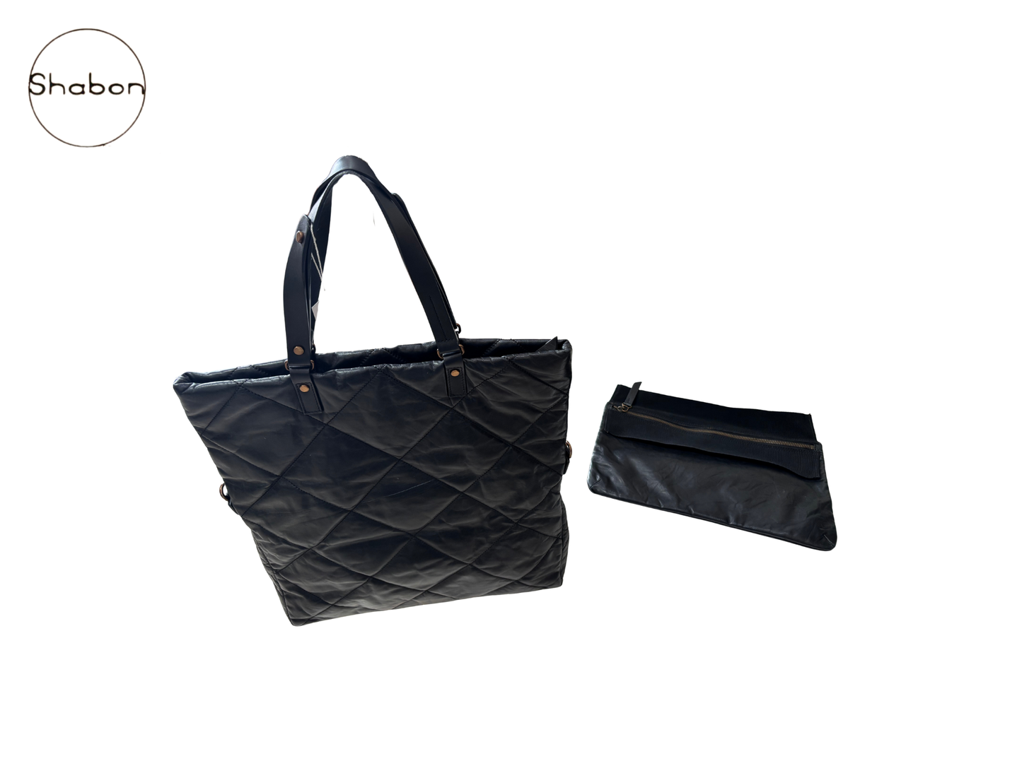 Lanvin Black Quilted Leather Foldover Tote Bag