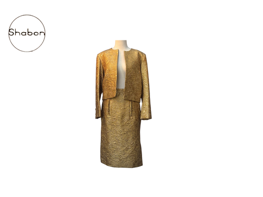 Vintage Yves Saint Laurent gold suit jacket and skirt