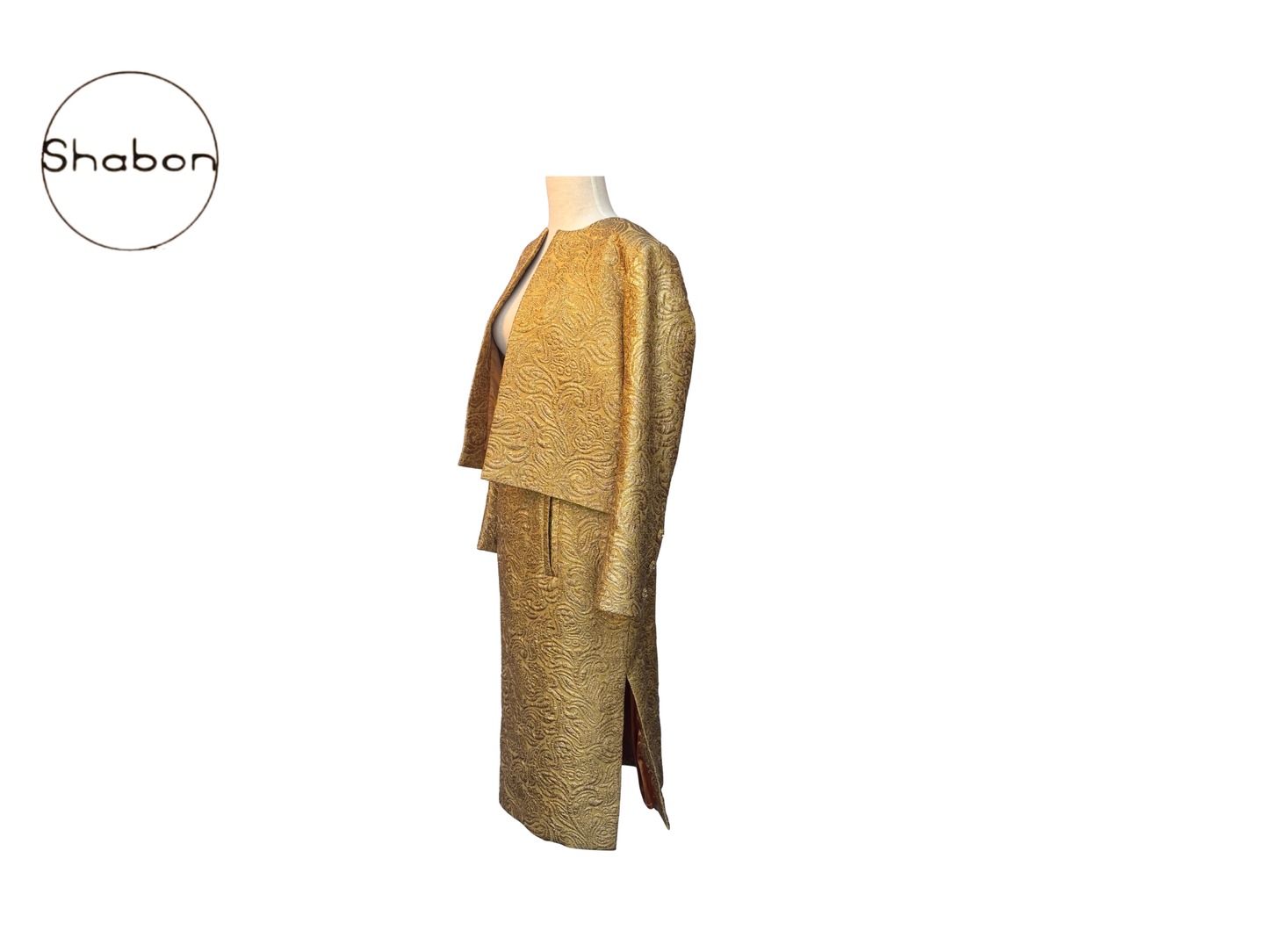 Vintage Yves Saint Laurent gold suit jacket and skirt
