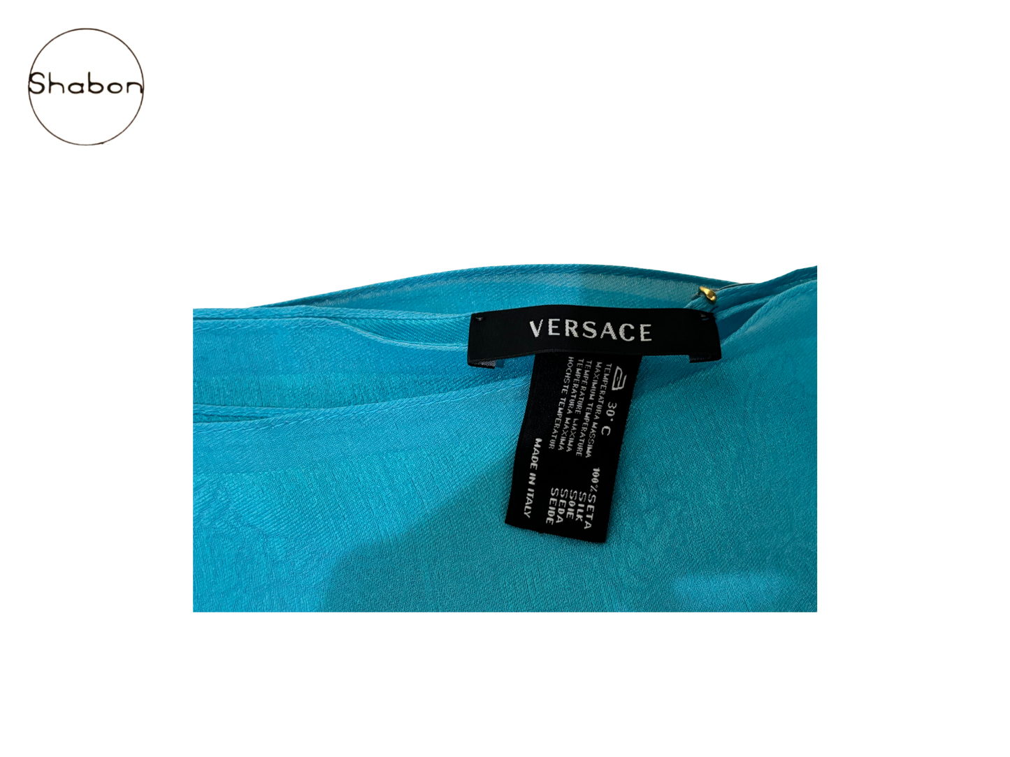 Vintage Versace Turquoise Silk Scarf