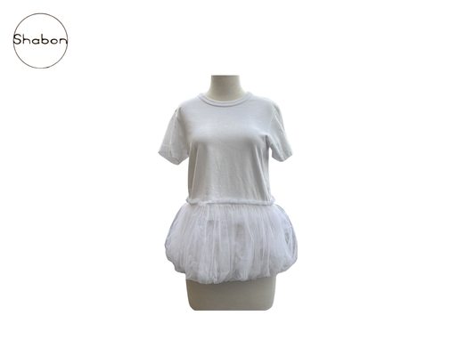 Comme des Garçons GIRL White Tulle Hem T-Shirt