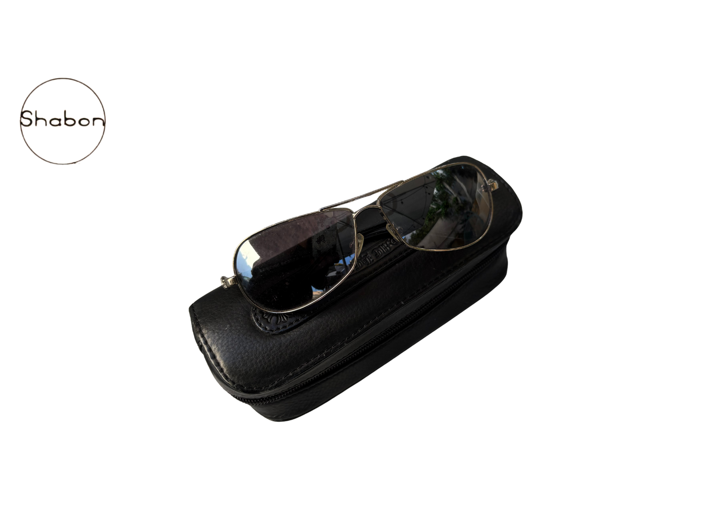 Chrome Hearts Sterling Silver Cross Aviator Sunglasses