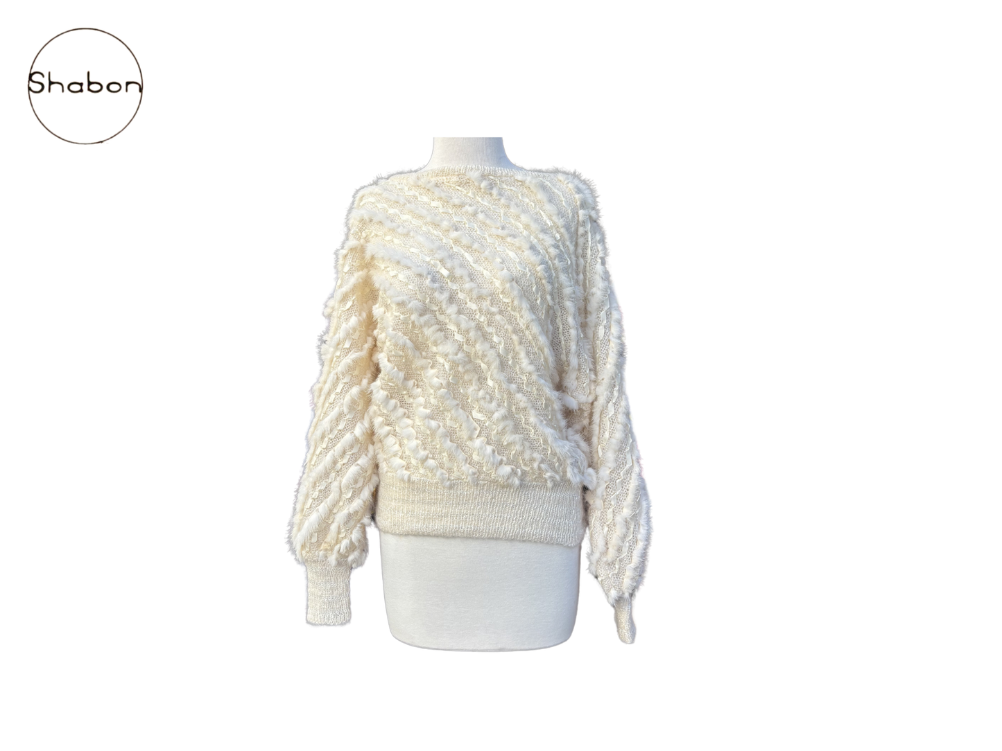 Vintage Textured Fur & Wool Statement Knit Sweater