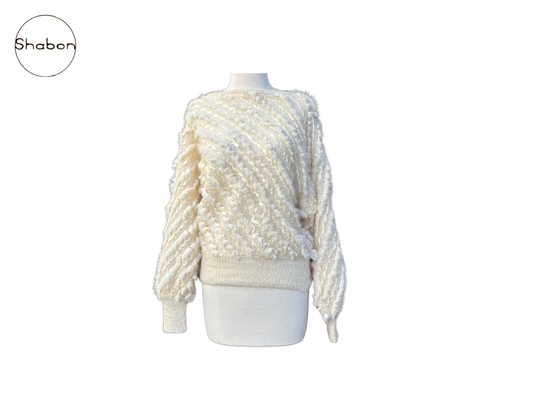 Vintage Textured Fur & Wool Statement Knit Sweater