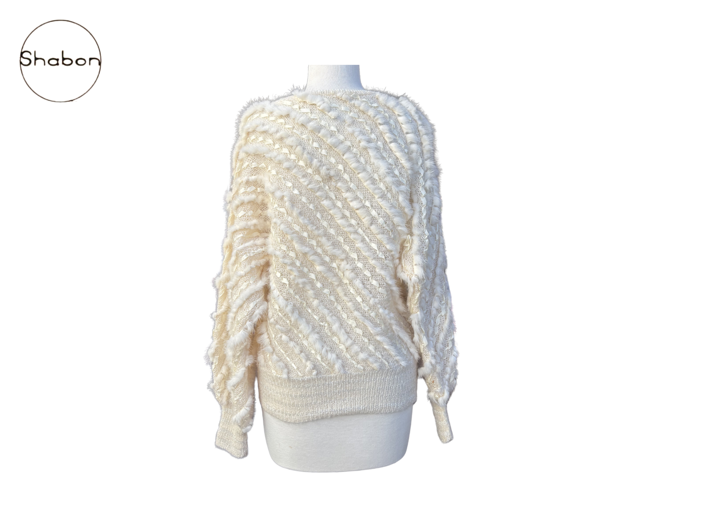 Vintage Textured Fur & Wool Statement Knit Sweater