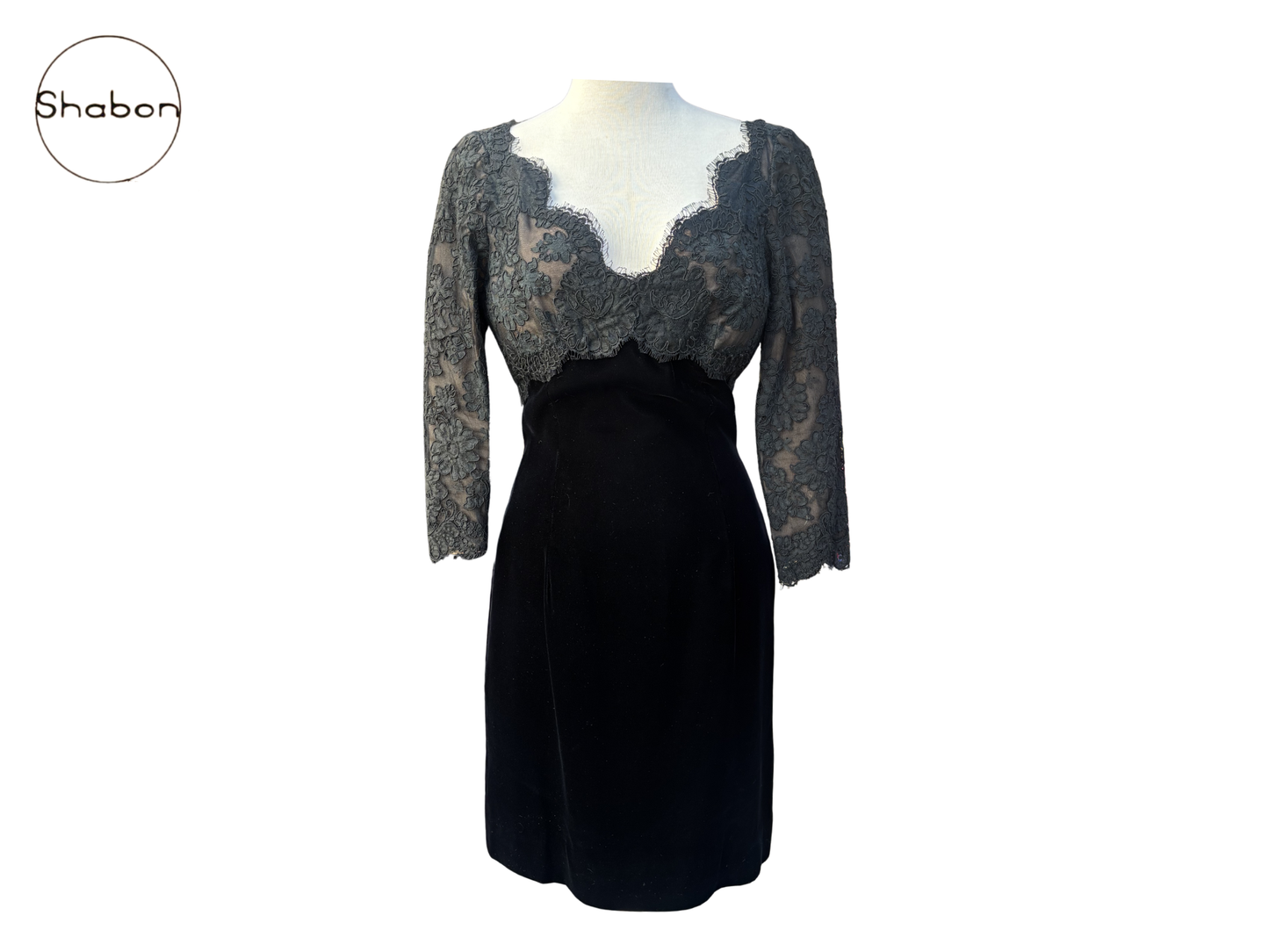 Vintage Oscar de la Renta Pink Label Lace & Velvet Dress