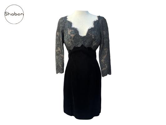 Vintage Oscar de la Renta Pink Label Lace & Velvet Dress