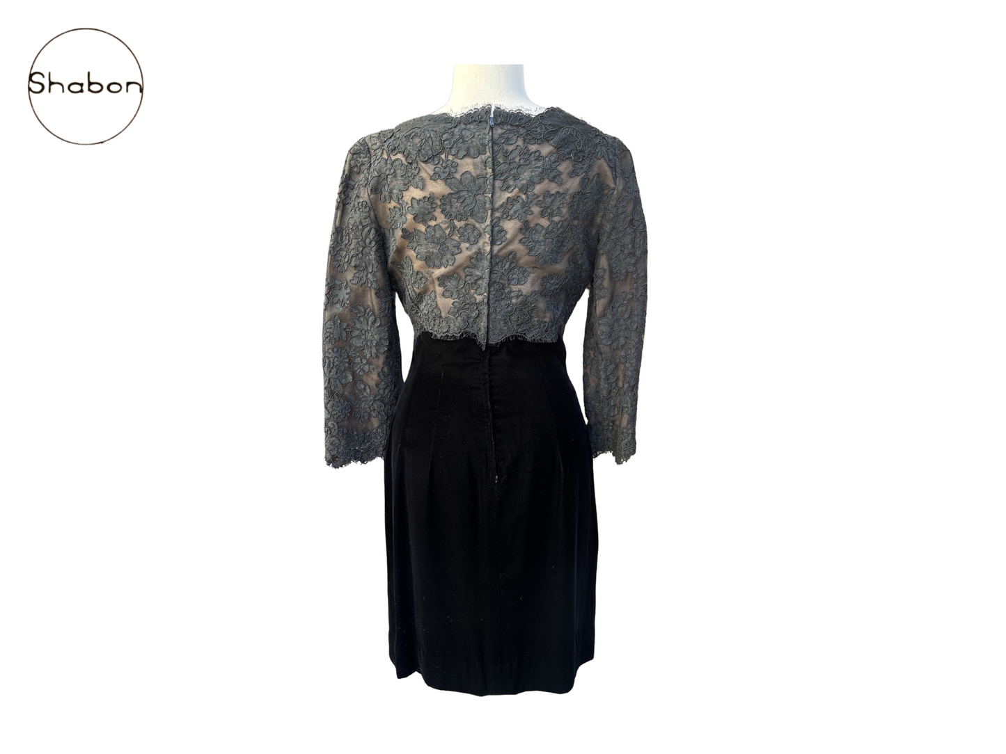 Vintage Oscar de la Renta Pink Label Lace & Velvet Dress