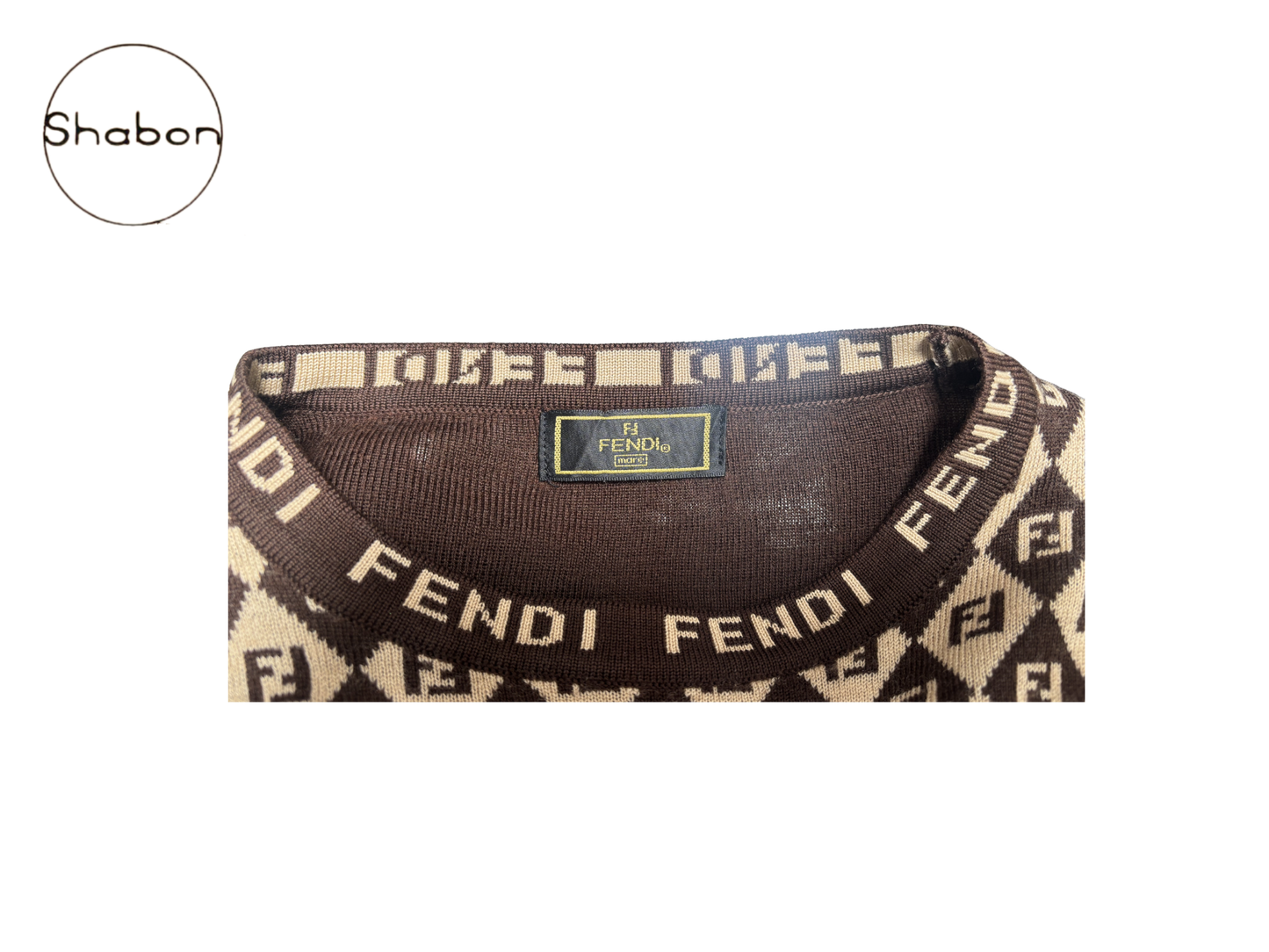 Fendi Brown Monogram Cropped Long Sleeve Top