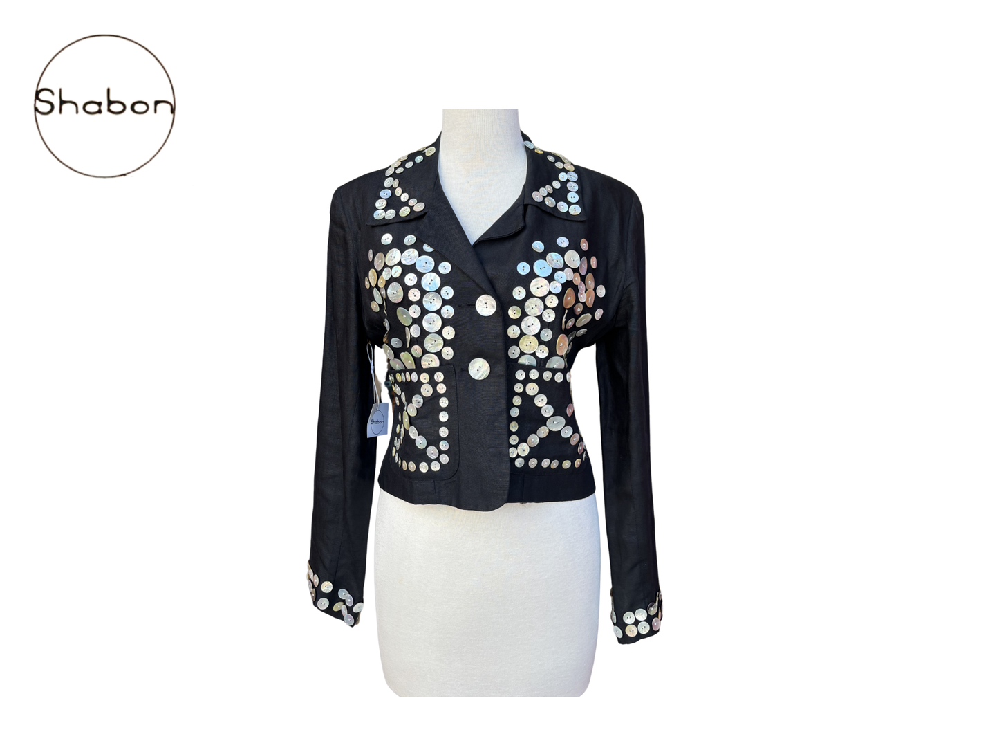 Todd Oldham Black Embellished Jacket and Skirt Set