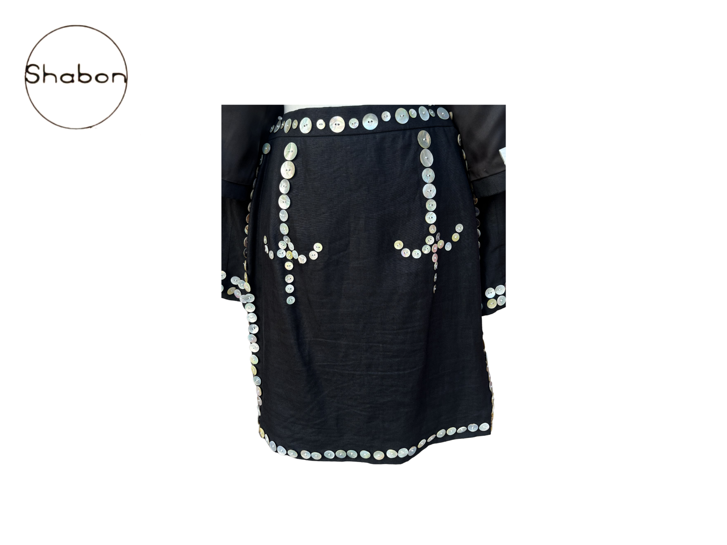 Todd Oldham Black Embellished Jacket and Skirt Set
