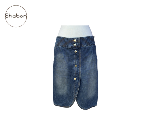 Yves Saint Laurent Rive Gauche Denim Button Skirt