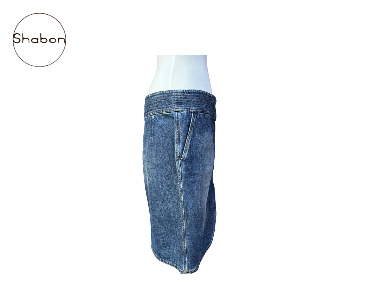 Yves Saint Laurent Rive Gauche Denim Button Skirt