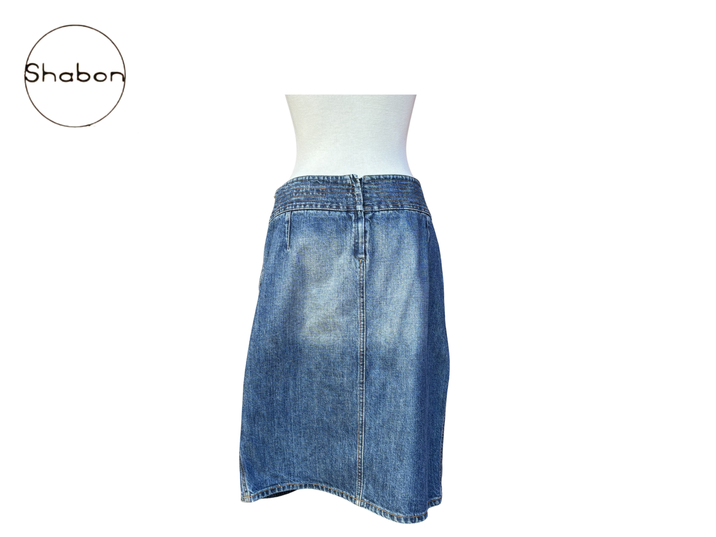 Yves Saint Laurent Rive Gauche Denim Button Skirt