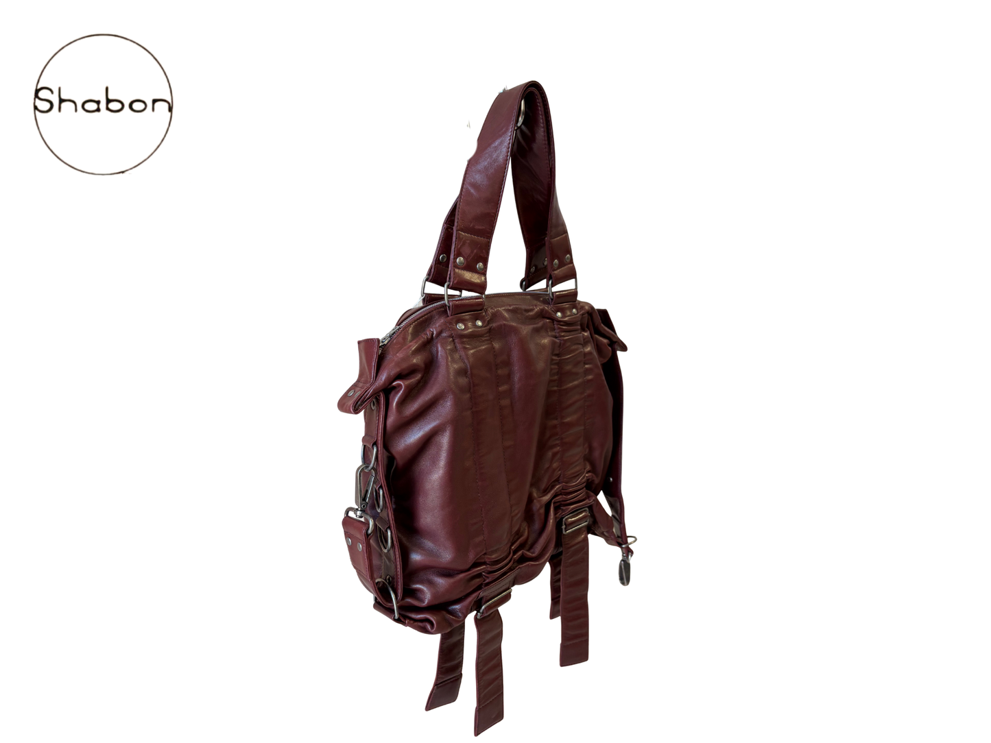 Dries Van Noten Burgundy Leather Tote Bag