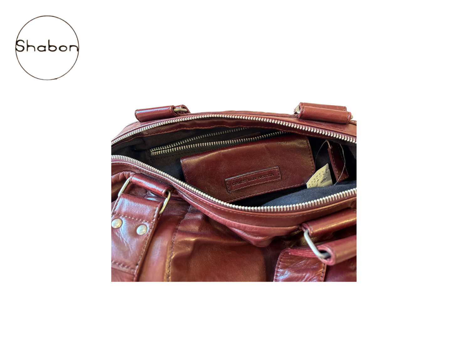 Dries Van Noten Burgundy Leather Tote Bag