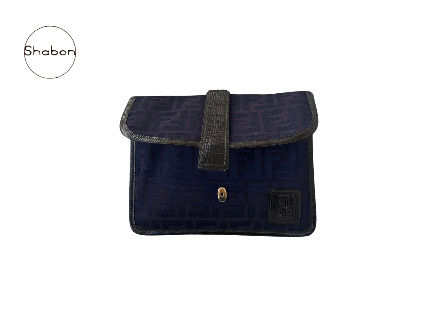Fendi Vintage Crossbody Clutch Navy Monogram