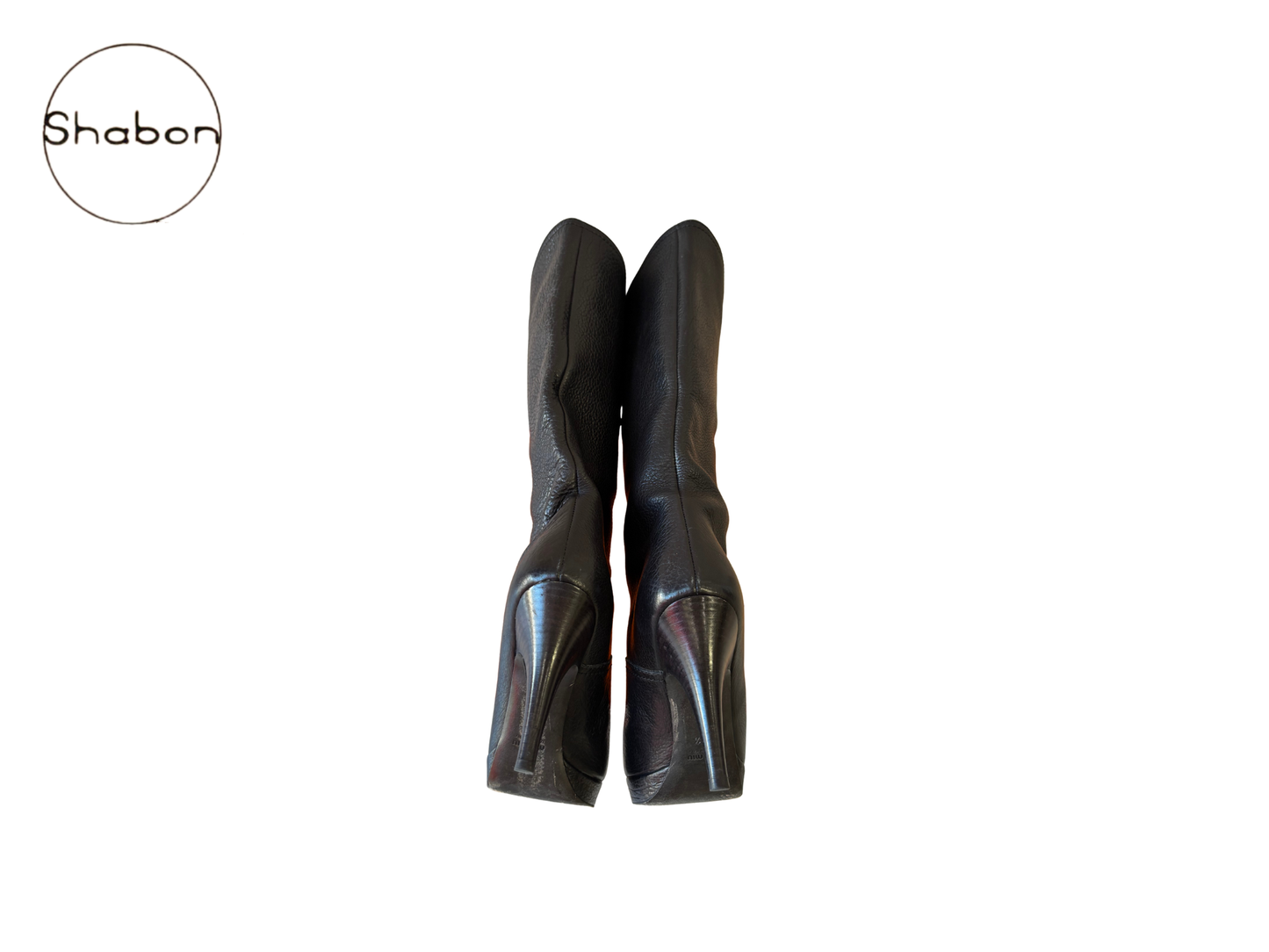 Miu Miu Black Leather High-Heel Platform Boots