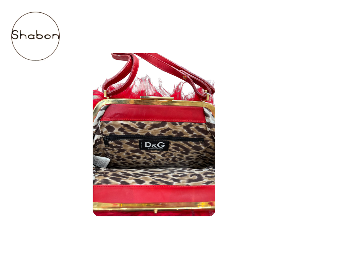 Dolce & Gabbana D&G Red Shaggy Faux Fur Shoulder Bag