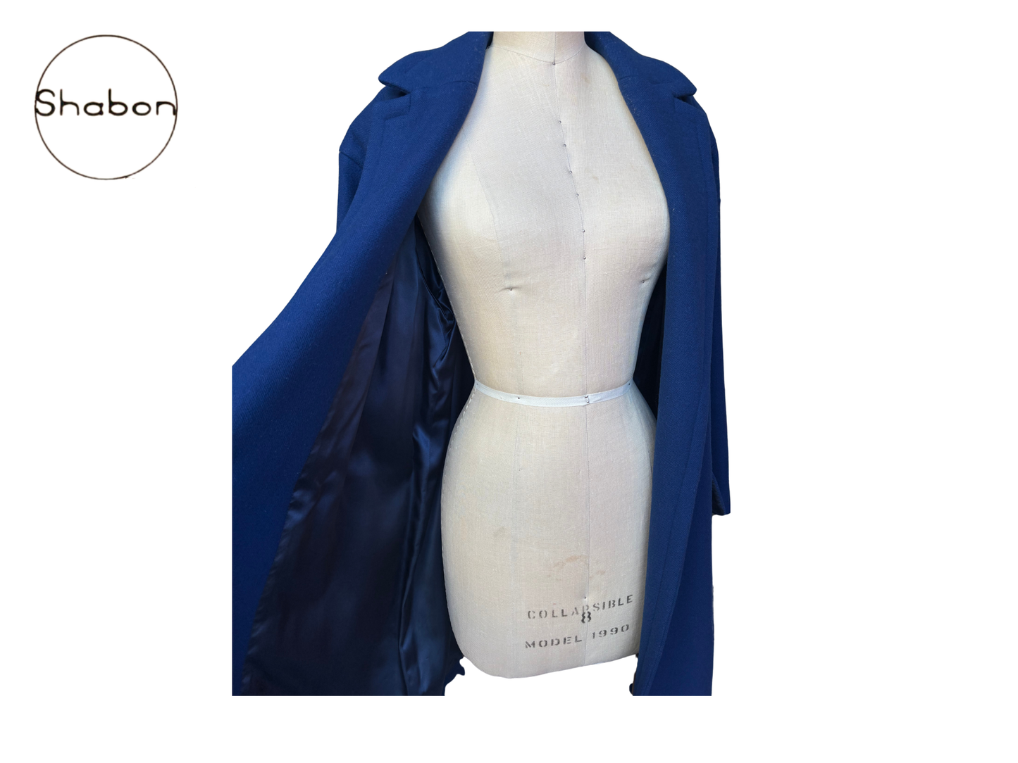 Vintage Yves Saint Laurent Rive Gauche Blue Wool Coat