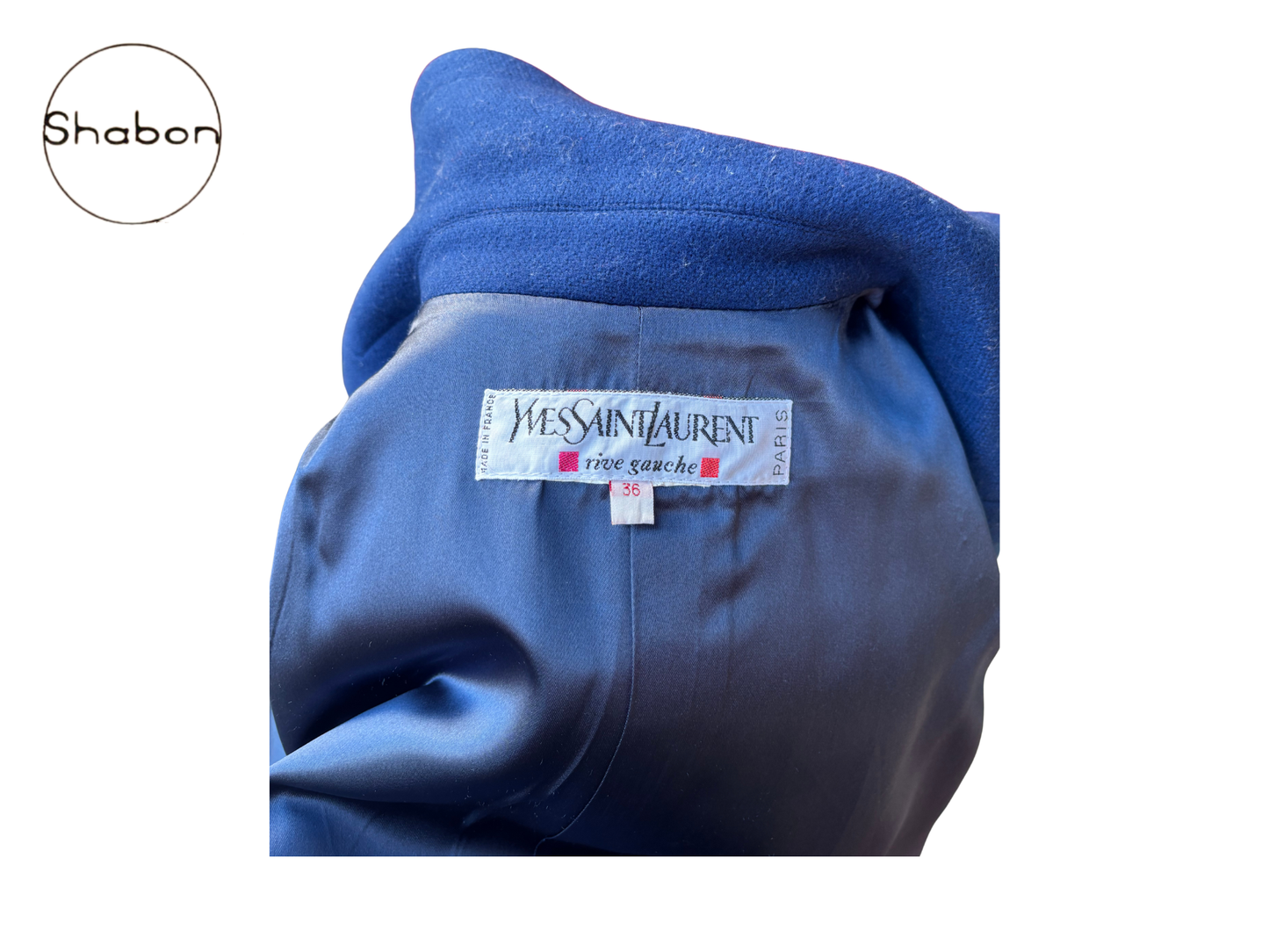 Vintage Yves Saint Laurent Rive Gauche Blue Wool Coat