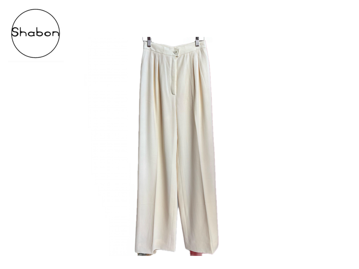 Chanel Boutique Ivory Wide Leg Trousers