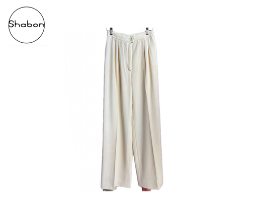Chanel Boutique Ivory Wide Leg Trousers