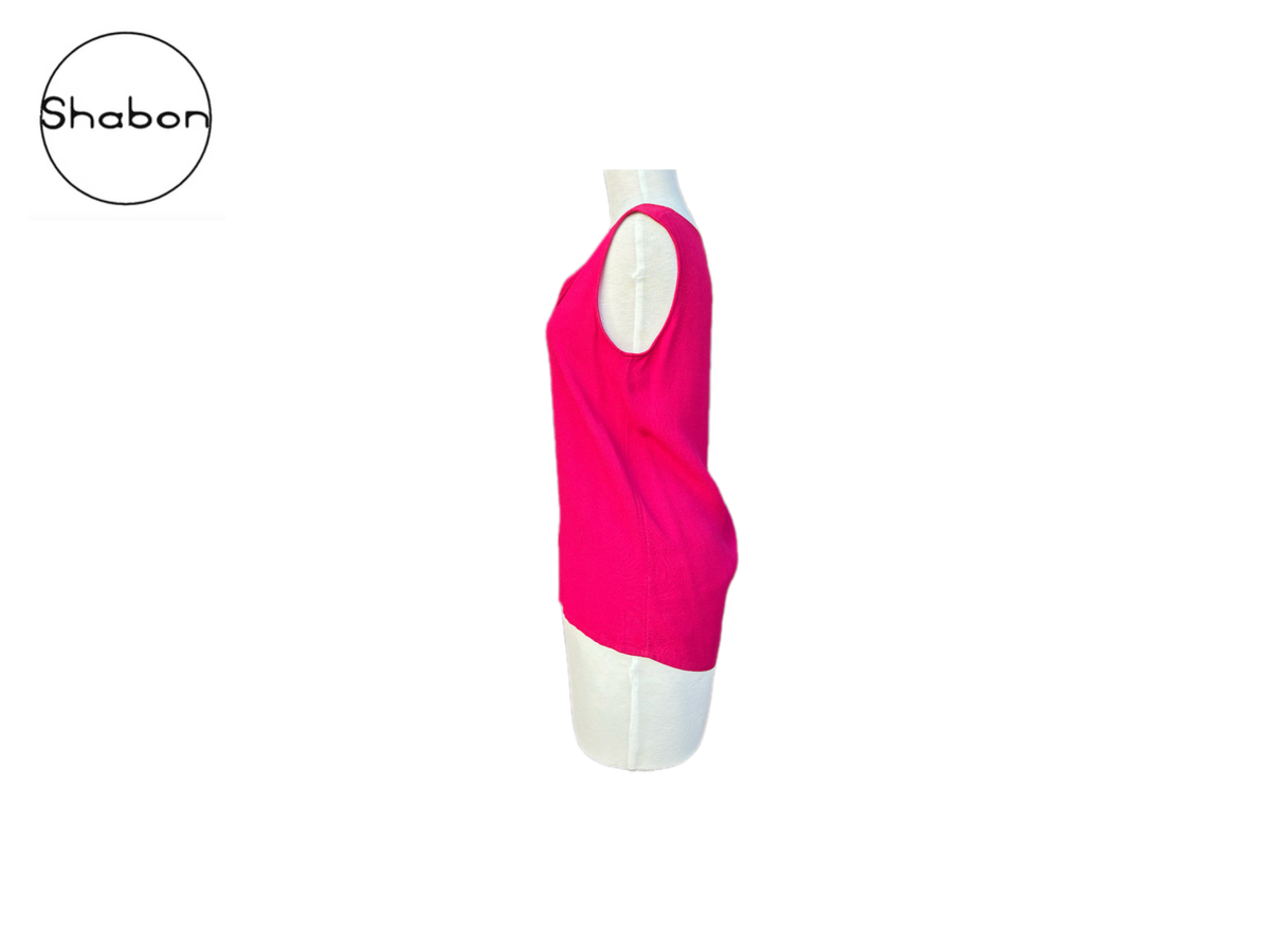 Yves Saint Laurent Rive Gauche Fuchsia Silk Sleeveless Blouse