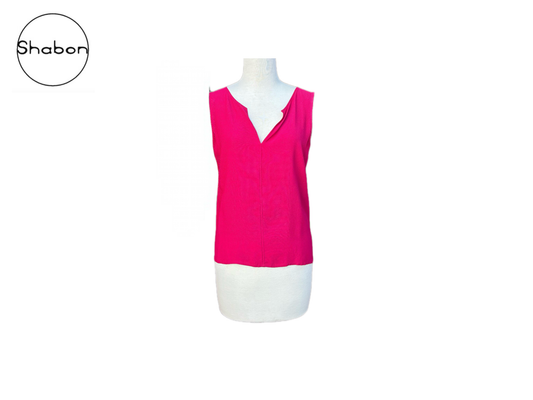 Yves Saint Laurent Rive Gauche Fuchsia Silk Sleeveless Blouse