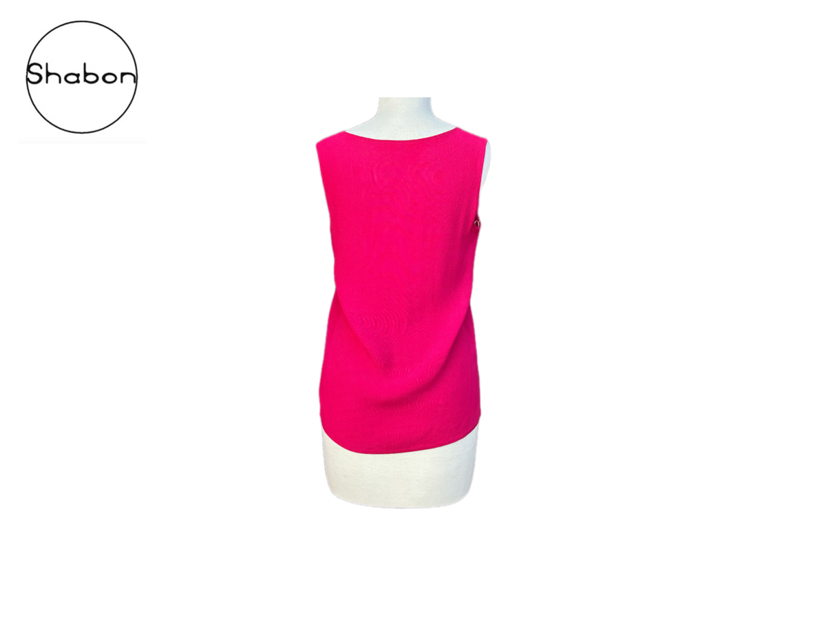 Yves Saint Laurent Rive Gauche Fuchsia Silk Sleeveless Blouse