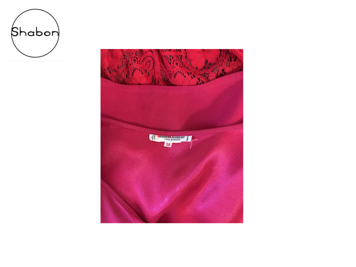 Yves Saint Laurent Rive Gauche Fuchsia Silk Sleeveless Blouse