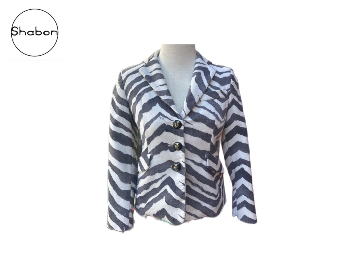 Emilio Pucci Black & White Zebra Wool Blazer
