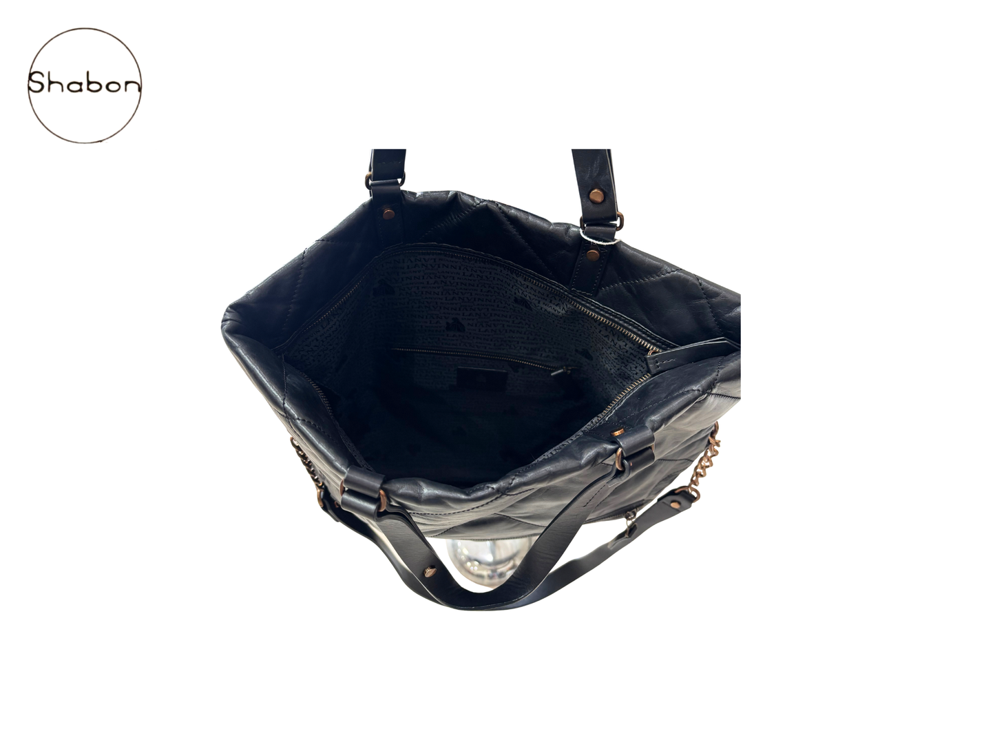 Lanvin Black Quilted Leather Foldover Tote Bag