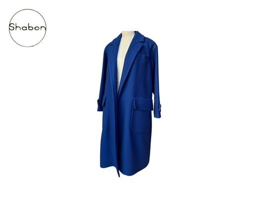 Vintage Yves Saint Laurent Rive Gauche Blue Wool Coat